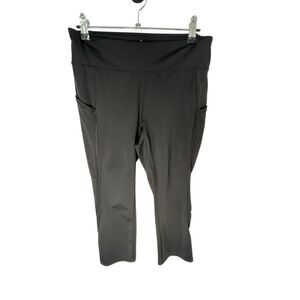 Tangerine  Cropped  Black Athletic Leggings With Pockets